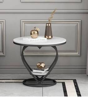 Unique Arts Shoppee Heart Shaped End Table,Round Coffee Table, with Storage Shelf,Strong Metal Frame Metal Side Table
