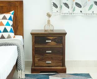 Woodefly Side Tables for Bedroom Bed Table - Bedside Table with 3 Drawers Solid Wood Bedside Table