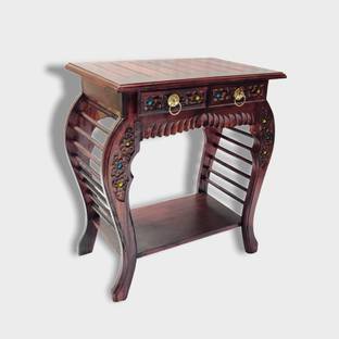 manzees Wooden Rosewood Bedside Table with Draw | Side Table with 2 Drawers |Side Table Solid Wood Bedside Table