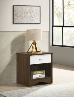 DeckUp Bei Walnut & White Engineered Wood Bedside Table