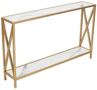 PRITI Console Entryway Table, Sofa Table with Storage Shelves Stone Console Table