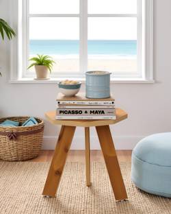 HVN India Mini Hexagonal Side Table, 30 cm, Matte Finish Engineered Wood End Table