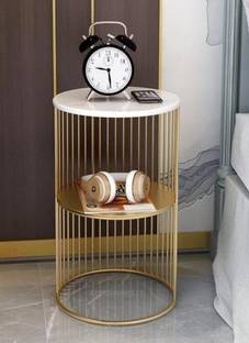 Smarts collection Side Table, End Tables Corner Table Living Room(White-Golden) Metal Side Table