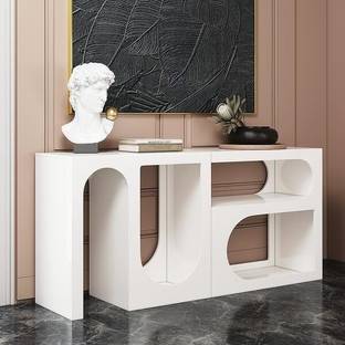 NG Decor 63”Modern Arched Console Table White Wooden Entryway Table Engineered Wood Side Table