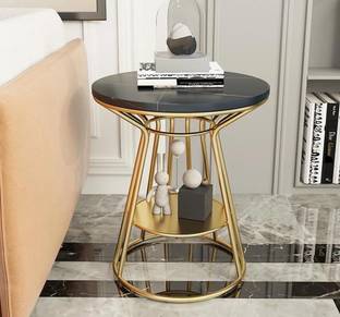 Smarts collection Side Table, End Tables Corner Table Living Room(Black-Golden) Metal Side Table