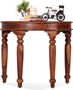 rf royal finish Crescent 1 Drawer Console Table,RoundLegs,Smooth Edges,Half Round,Natural Colour Solid Wood Console Table