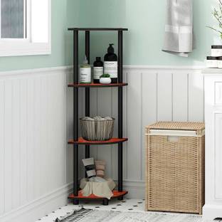 Artesia 4 Tier Multipurpose Turn-n-Tube Engineered Wood Corner Shelf Plastic Open Book Shelf