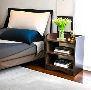 MULTIBUY Modern Bedside Table with 3 Shelves,Bed Side Table Engineered Wood End Table