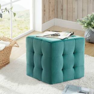Smarts collection Stool with Fabric Cover and Cube Seat with High-Quality Padding Engineered Wood Side Table