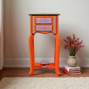 APRODZ Wooden Handpainted Side Table Solid Wood Side Table