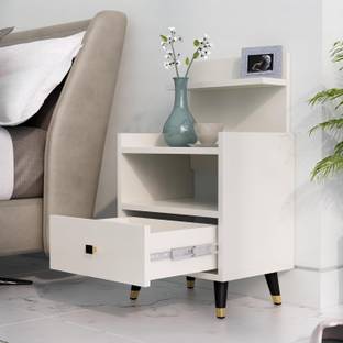 Hexa Red Bed Side Table with 1-Drawer, Nightstand, Bedrooms, Storage Cabinet Engineered Wood Bedside Table