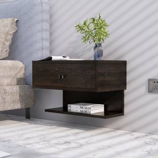 Hexa Red Bed Side Table with 1-Drawer, Nightstand, Bedrooms, Storage Cabinet Engineered Wood Bedside Table
