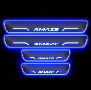 RohanEshop Mirror Finish Car Door Foot Step LED Sill Plate for AMAZE (Set of 4, Blue) Door Sill Plate