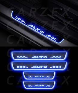 CARZEX Premium High Quality With Mirror Finish Car Door Foot Step LED Sill Plate for Maruti Suzuki Alto . (Set of 4 Pcs) Door Sill Plate