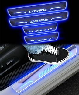 CARZEX Mirror Finish Car Door Foot Step LED Sill Plate forDzire (Set of 4, Blue) Door Sill Plate