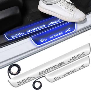 FABTEC Mirror Finish Car Door Foot Step LED Sill Plate for Hyryder (Set of 4, Blue) Door Sill Plate
