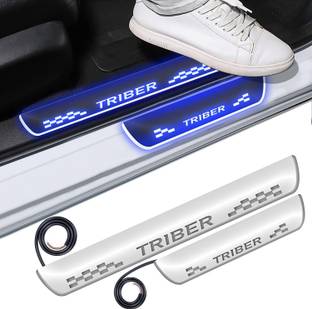 FABTEC Mirror Finish Car Door Foot Step LED Sill Plate for Triber (Set of 4, Blue) Door Sill Plate