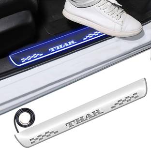 FABTEC Mirror Finish LED Car Sill Plate Compatible with Mahindra Thar Car Door Sill Plate