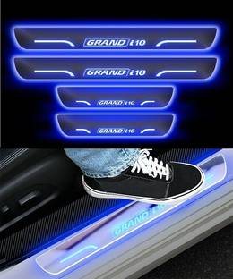 CARZEX Premium & Waterproof High Quality With Mirror Finish Car Door Foot Step LED Sill Plate for Hyundai Grand i10. (Set of 4 Pcs) Door Sill Plate