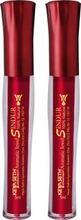 KEYA SETH AROMATHERAPY Aromatic 100% Natural Liquid Sindoor Maroon with Sponge-Tip- Applicator- Long Lasting Chemical Free & Waterproof with Floral Pigment (5ml X 2) Sindoor