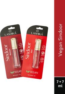 Lashika Vegan Sindoor Pack Of 2 Long Lasting Wear | Sweatproof & Water Resistant sindoor