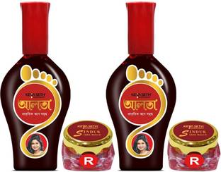 KEYA SETH AROMATHERAPY 100% Natural Dust Sindoor Red 2Pcs & Natural Ayurvedic Aalta 2Pcs (Combo Pack) Liquid Alta and Dust Sindur