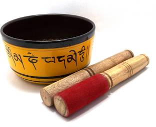 Uv Creation Tibetan Singing Bowl 6 Inch Yellow Color Material Aluminium with pair of 2 stick Singing Bowl