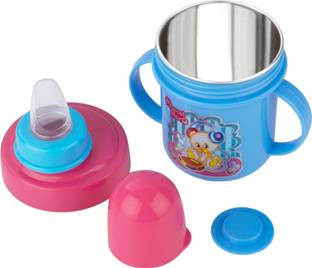 Nabhya Stainless Steel Plastic Baby Spout Sipper Cup for Kids Age 3-18 Months-(250ml)
