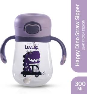 LuvLap Baby Bite Resistant Soft Silicone weighted Straw Sipper Cup with Handle, 300 ml,
