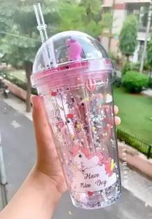 Leftright Unicorn Water Bottler/Sipper Glass /Sipper with Straw For Girls
