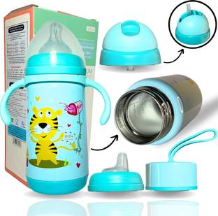 Zozobaa 4in1 Thermosteel Baby Feeding Nipple, Sipper, Spout & Insulated Cap Bottle