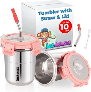 LiLLMONKiDZ Tumbler for Kids | Tumbler with Lid, Straw, Cleaning Brush and Silicon 300ml