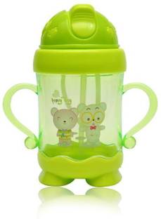 TINNY TOTS Baby Unbreakable Sippy Sipper Feeder Bottle With Twin Handles & Straw