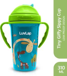 LuvLap Tiny Giffy Baby Sipper/ Sippy Cup 300ml, Anti-Spill Soft Silicone Spout, 18m+,