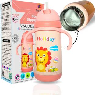 Zozobaa 2in1 Thermosteel Baby Feeding Nipple, Sipper Bottle With Handle & Weighted Straw