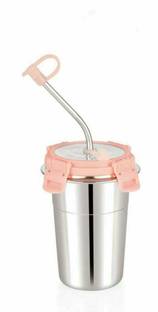 SHOPOBOX Stainless Steel Tumbler with Straw & Straw Cleaning Brush Glass Water/Juice Glass