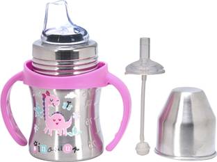 Adore Twilight Jr 2 in 1 Stainless Steel Sipper with Twin Handle 150ml - Pink dino