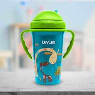 LuvLap Tiny Giffy Baby Sipper/ Sippy Cup 300ml, Anti-Spill Soft Silicone Spout, 18m+,