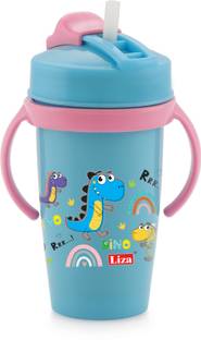 Nabhya Multi Cartoon Design Sipper Bottle For Kids With Straw & Side Handle 360ML