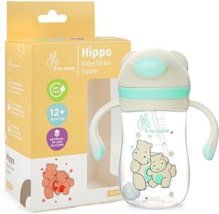 R for Rabbit Premium Hippo Baby Straw Sipper Bottle 300 ml|10 fl oz|Anti Spill Sippy Cup with Soft Silicone Straw BPA Free & Non Toxic for Baby or Kids of 12 Months