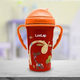 LuvLap Tiny Giffy Baby Sipper/ Sippy Cup 300ml, Anti-Spill Soft Silicone Spout, 18m+,