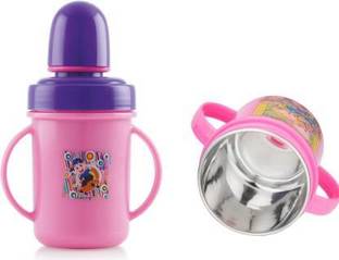 RJ Rojeno Hippo Baby Sipper, Milk Bottle for Toddler 350 ml, with Steel Inner Pack of 1