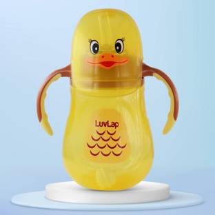 LuvLap Naughty Duck Baby Sipper/Sippy Cup 280ml, Anti-Spill Soft Silicone Straw, 6m+