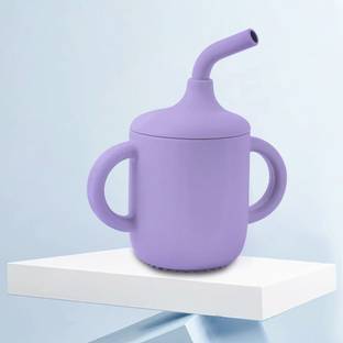 TONY STARK Baby Sipper Cup with Soft Silicone Straw & Lid, Anti-Spill Drinking Training