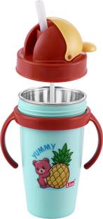 Nabhya Inner Steel Cartoon Print Water Bottle With Straw 360 ML Sipper Bottle for Kids