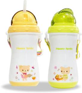 Miss & Chief Bear Opaque Straw Feeding Sipper Twin Handle Anti Spill- Water Juice (Set of 2)