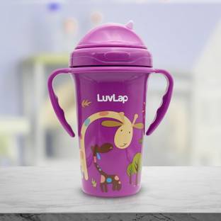 LuvLap Tiny Giffy Baby Sipper/ Sippy Cup 300ml, Anti-Spill Soft Silicone Spout, 18m+,