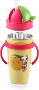 Nabhya Inner Steel Cartoon Print Water Bottle With Straw 360 ML Sipper Bottle for Kids