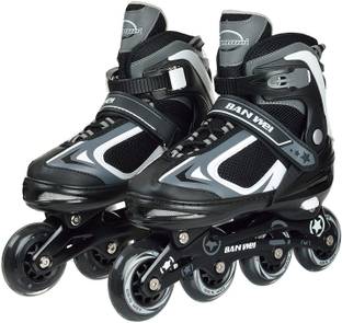 JD FRESH Adjustable Size Inline Skates with LED Age 7 to14 Years Shoe Skates - Size 7-9 UK