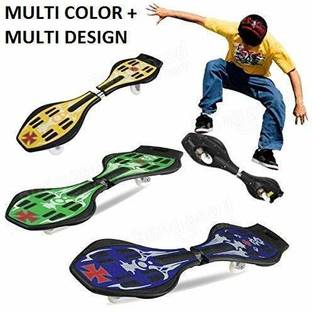 CountryLink Highly Flexible Aluminum 360 Degree Rotating Alloy Two Wheel Heavy Duty Cruiser Board | Wave Board | Caster Board | Ripstick | Skate Board 30 X 9 Inch for Beginners or Professional with LED Flash Lights PU 80mm Wheels & 180 KG Weight Capacity With Waterproof Army Design One Solder Zip Bag 37 inch x 5.3 inch Skateboard